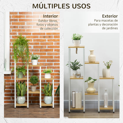 Outsunny Soporte Para Plantas Con 7 Estantes Marco De Acero 65x23x94,5cm Natural_5