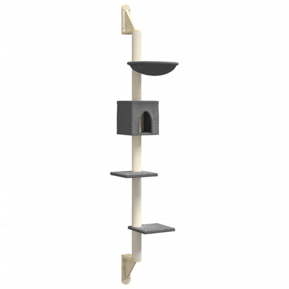 Vidaxl Árbol Rascador Para Gatos De Pared Gris Oscuro 187 Cm_0