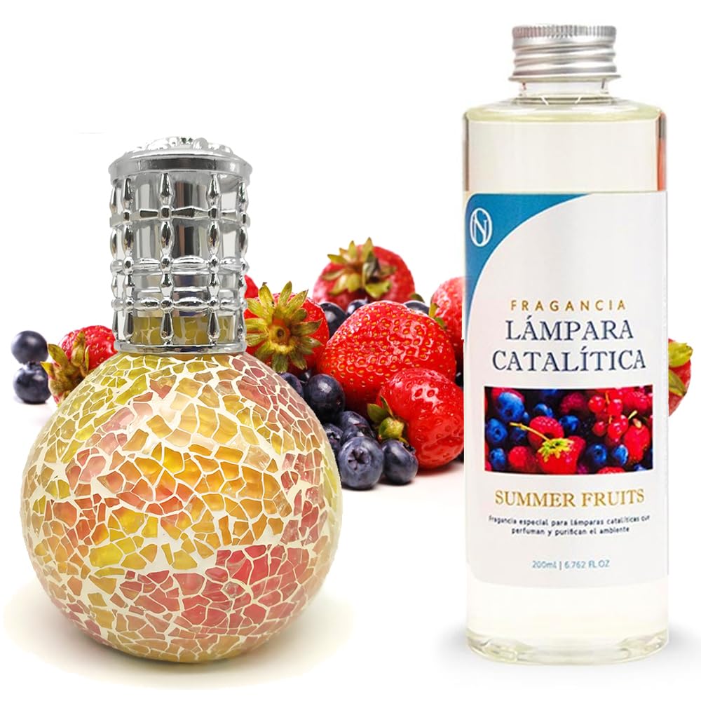 Lámpara Catalítica Mosaico Bicolor + Aroma Summer Fruits 500ml - Elimina Malos Olores, Impurezas Y Perfuma_0