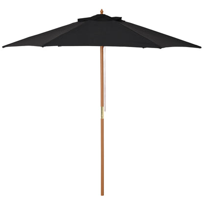 Outsunny Sombrilla De Jardín Ø250x230 Cm Con Poste Desmontable Negro_0