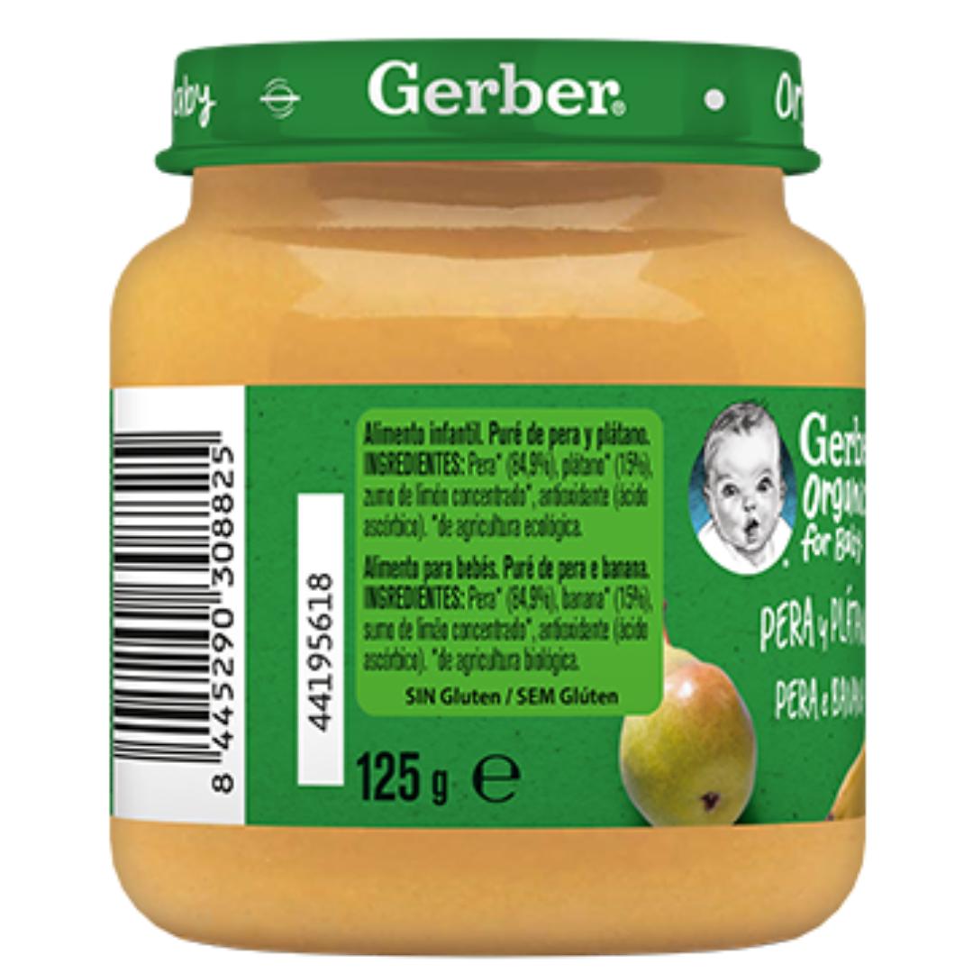 Puré de fruta biológico Gerber com pêra e banana, 125g