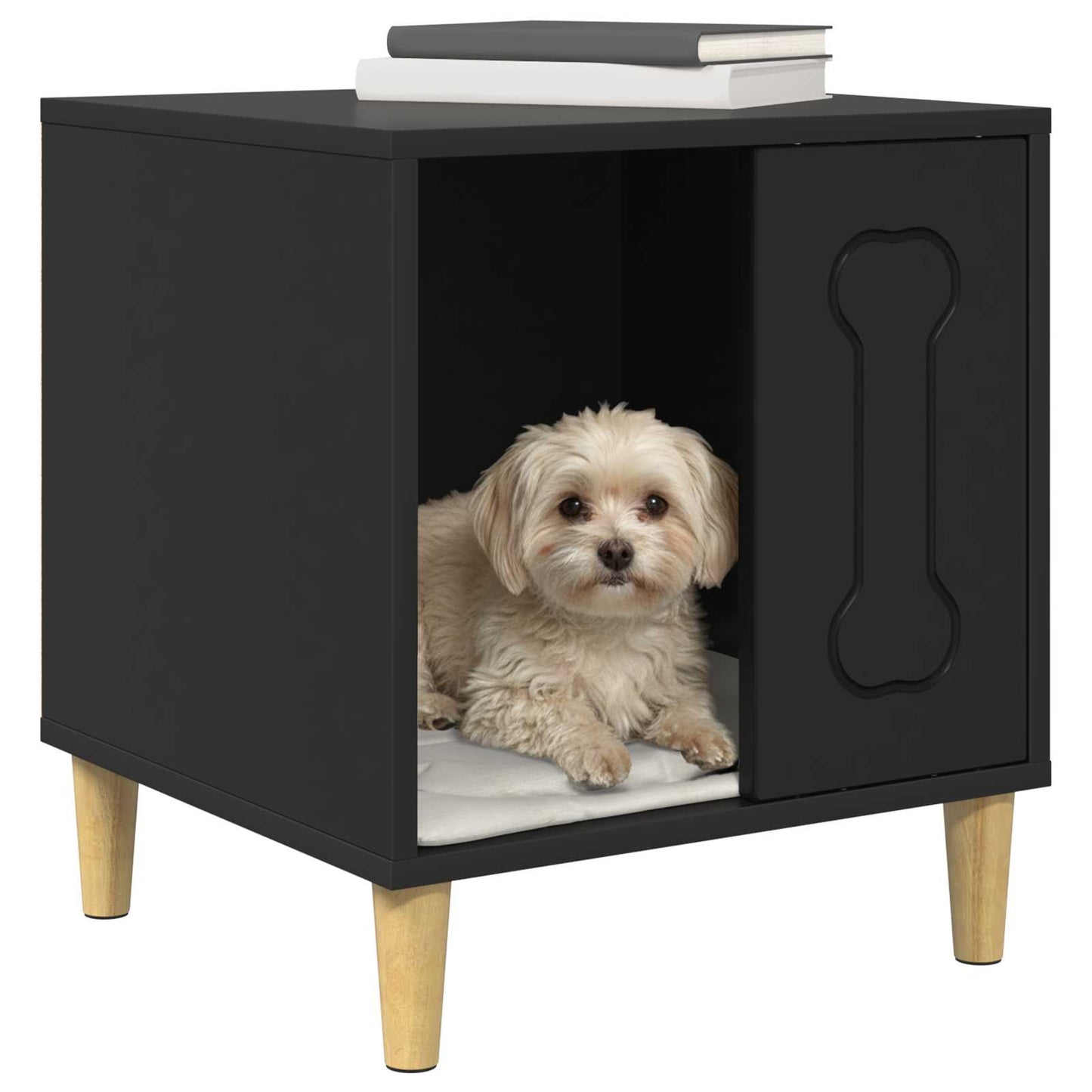 Casa Para Perros Negro 44 X 42 X 49 Cm Madera De Ingeniería_2