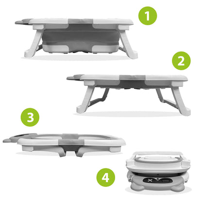Bathby Bañera Plegable Para Bebés Recién Nacidos, Cojín Oso, Termómetro, Patas Antideslizantes (gris Oso)_2