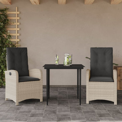 Set Comedor De Jardín 3 Pzas Cojines Ratán Sintético Gris Claro / Vetonek_2