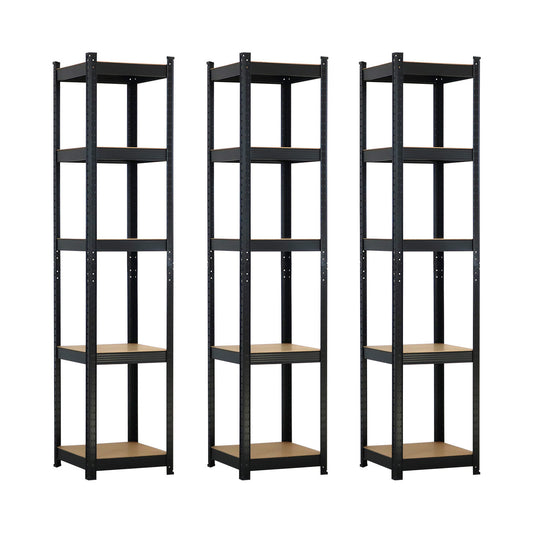 Pack 3 Estanterías Modulares Con 5 Baldas Ajustables 180x40x40cm 175kg O91_0