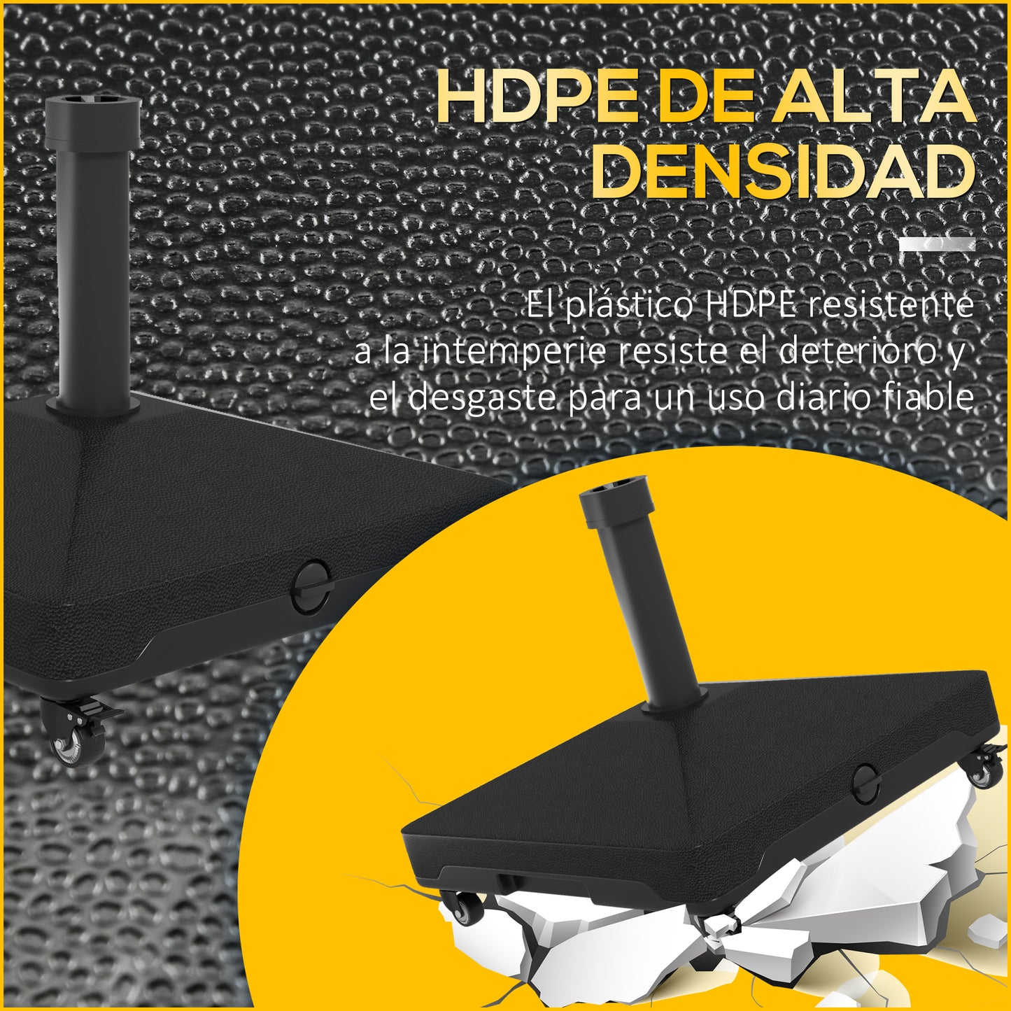 Outsunny Base Para Sombrilla Con Ruedas Rellenable Con Agua 17kg O Arena 21kg_5