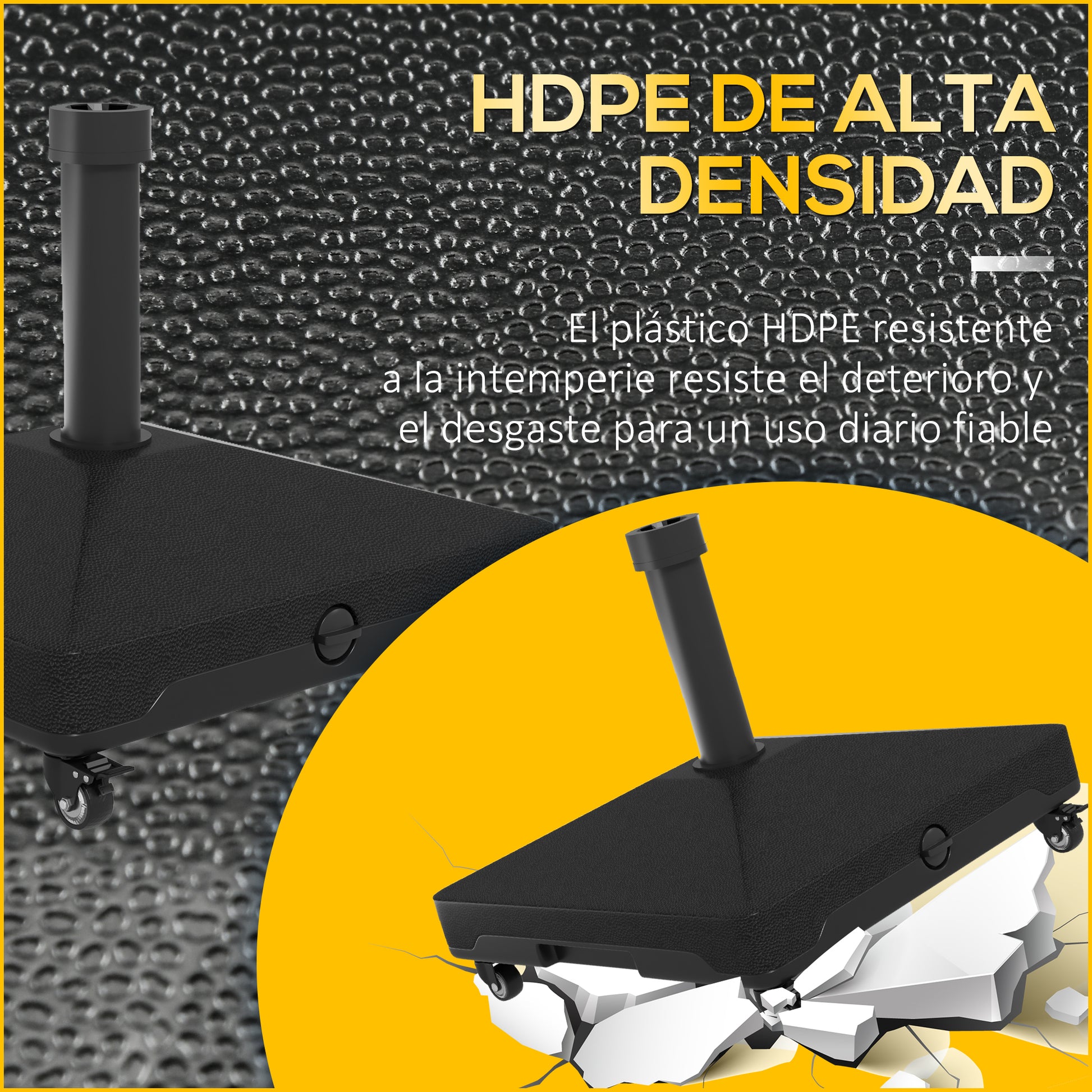 Outsunny Base Para Sombrilla Con Ruedas Rellenable Con Agua 17kg O Arena 21kg_5