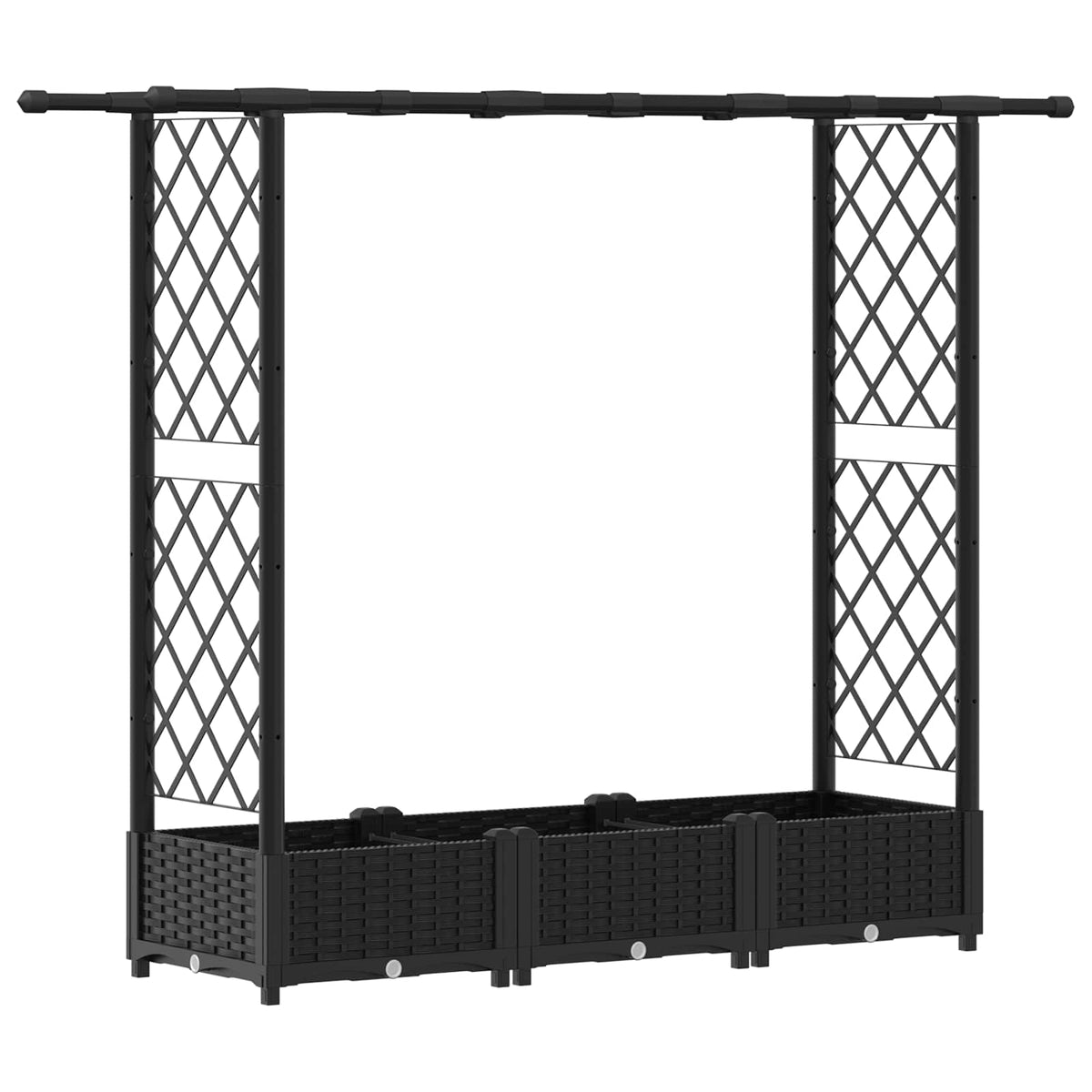 Cama Elevada Con Trellis Y Techo Negro 164 X 40 X 121 Cm Pp_0