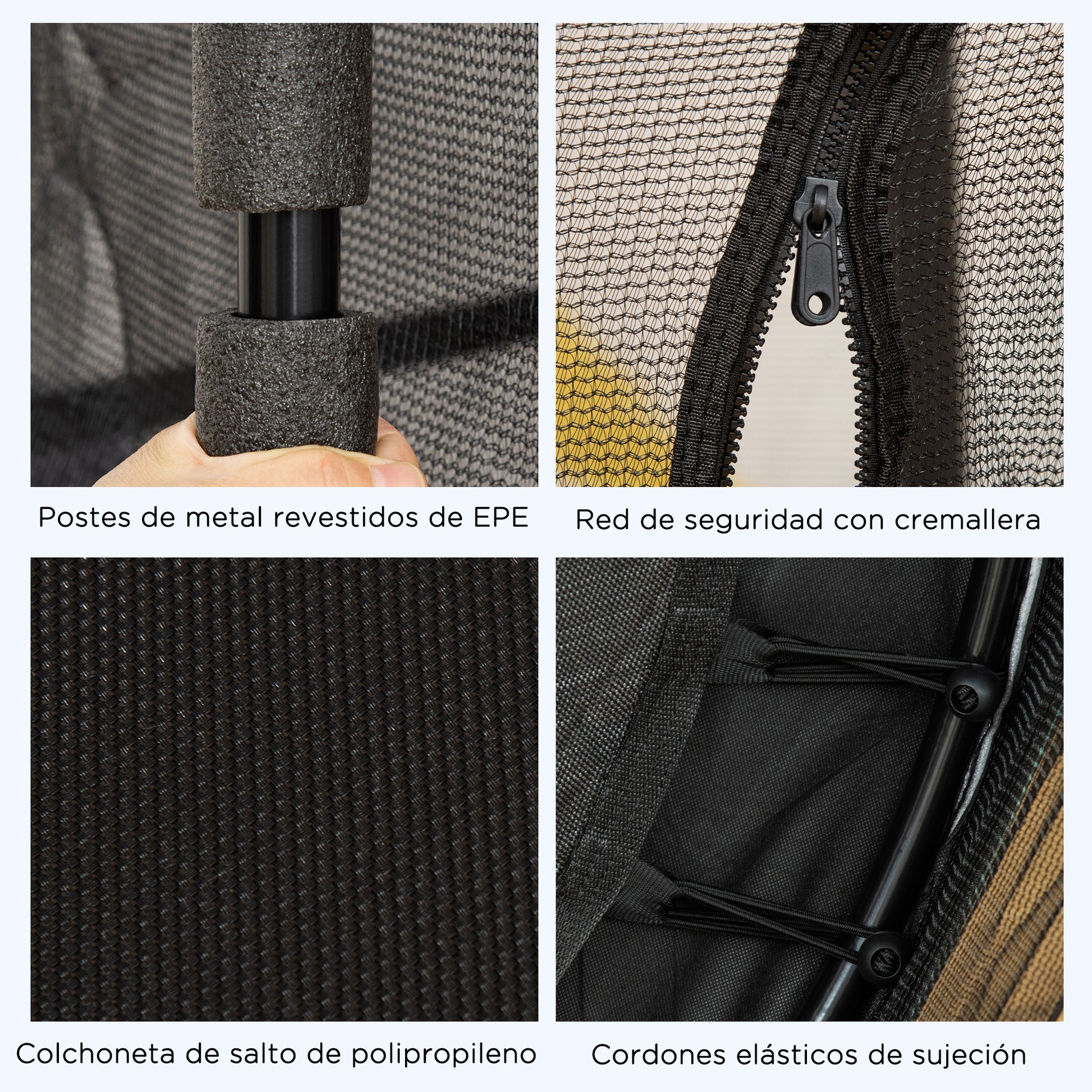 Homcom Trampolín Infantil Con Superficie De Salto Ø110 Cm Red De Seguridad Negro_5