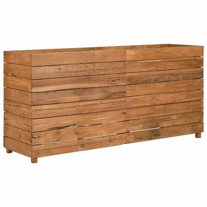 Arriate Elevado Madera De Teca Reciclada Y Acero 150x40x72 Cm_3