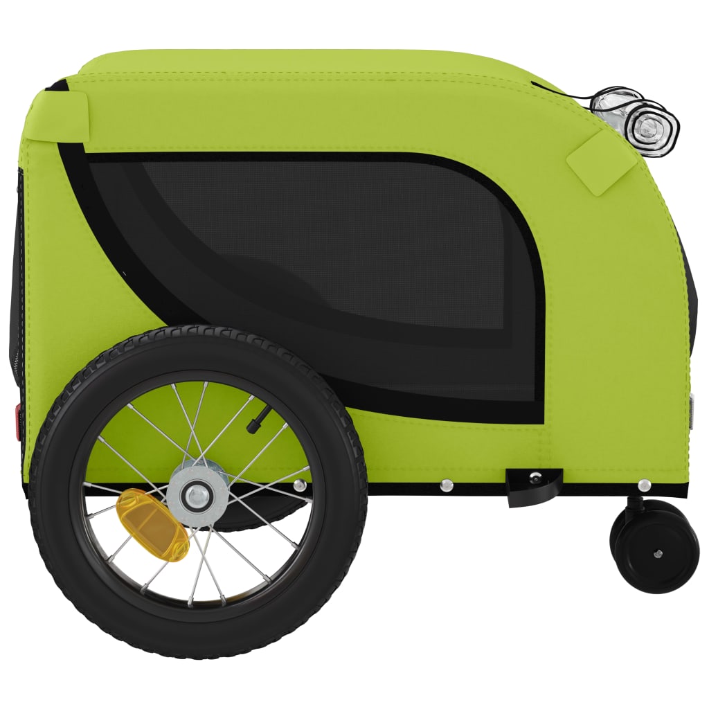 Remolque De Bicicleta Mascotas Hierro Tela Oxford Verde Negro_5