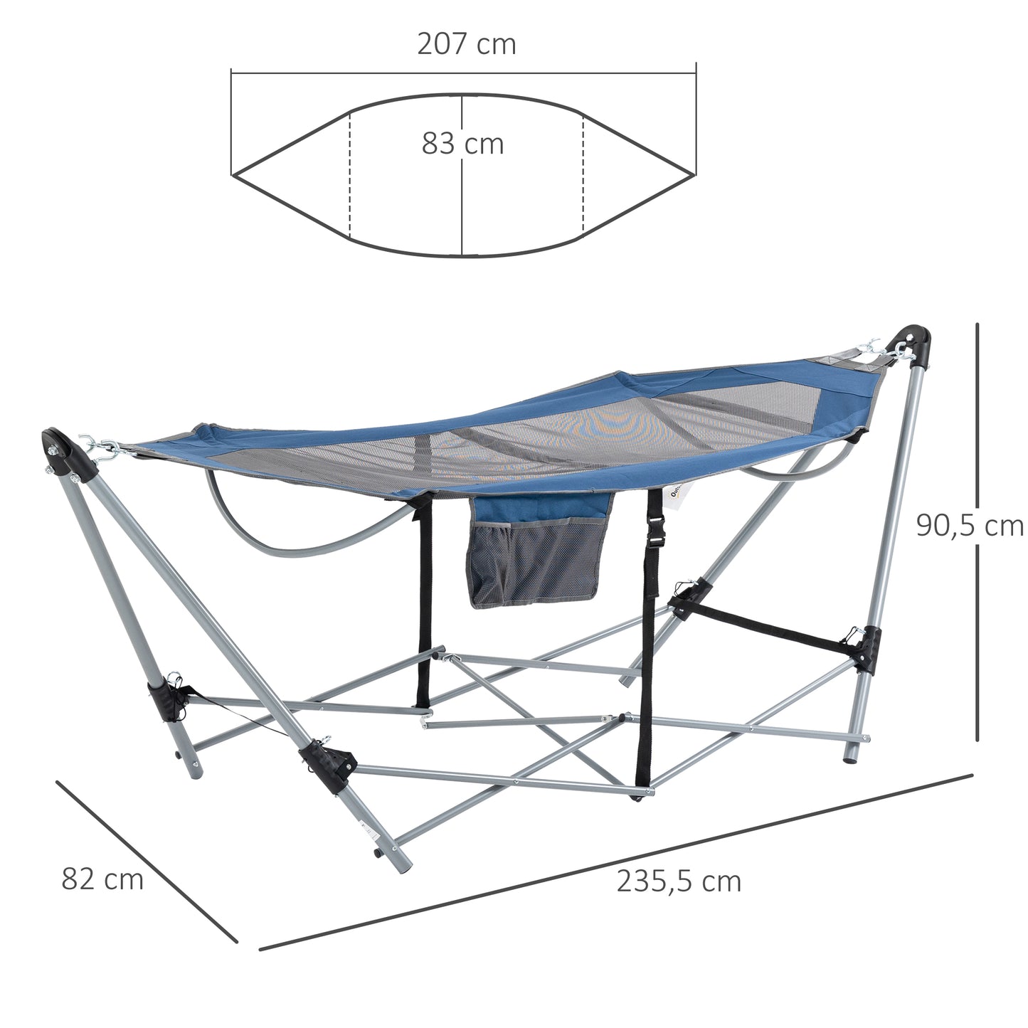 Outsunny Hamaca Jardín Con Soporte Plegable Transpirable Con Bolsa De Transporte_2