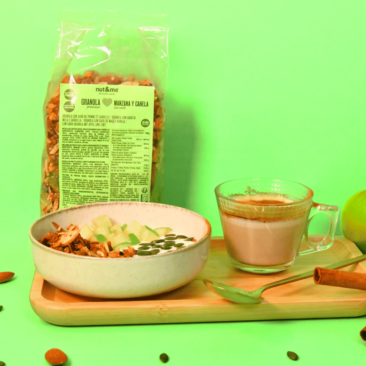 Granola de maçã e canela com baixo teor de hidratos de carbono 250 g Nut&amp;me