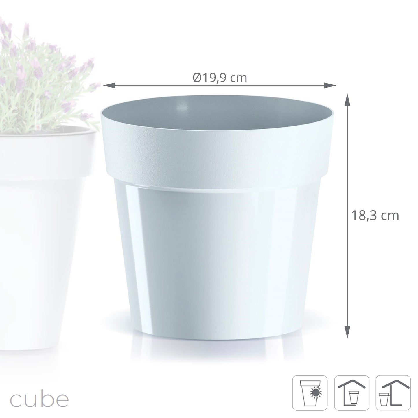 Maceta Cube Basic , Dimensiones (mm) 199x199x183, Color Blanco