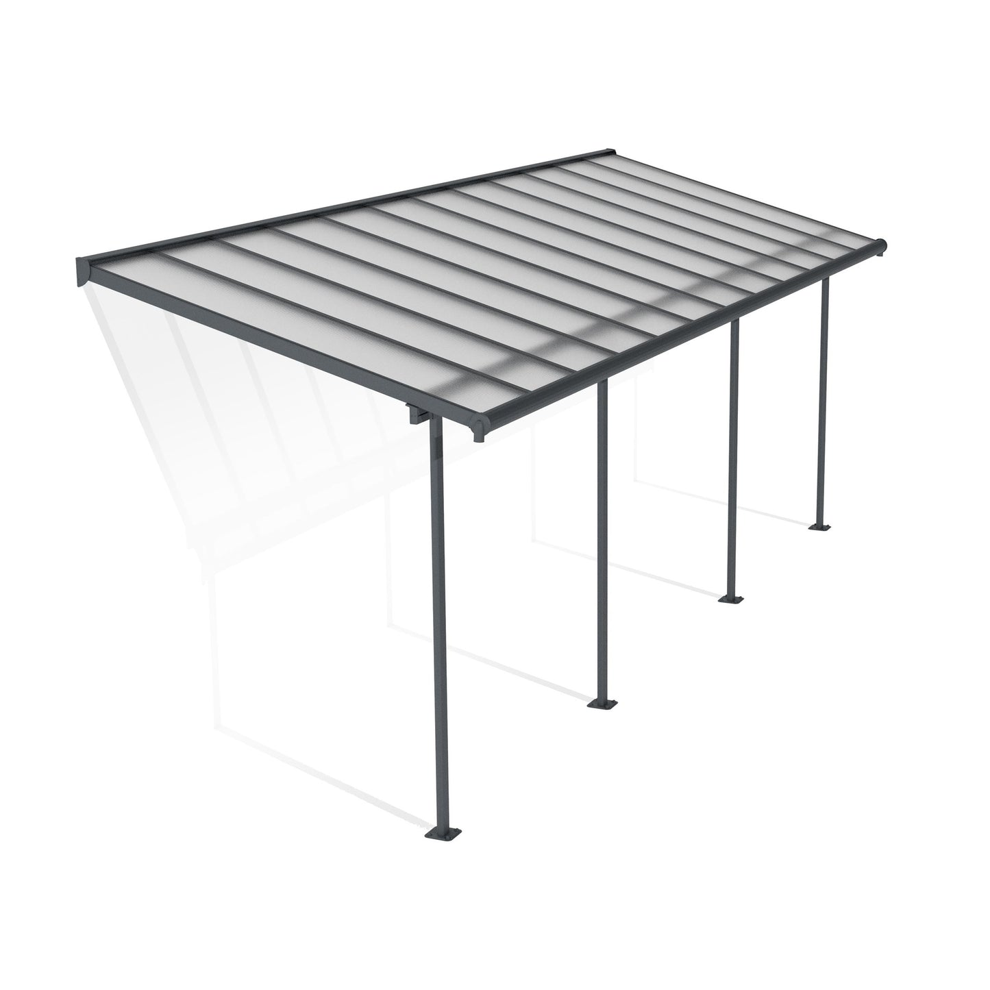 Pérgola anexa Sierra 224x670 cm cinzento 