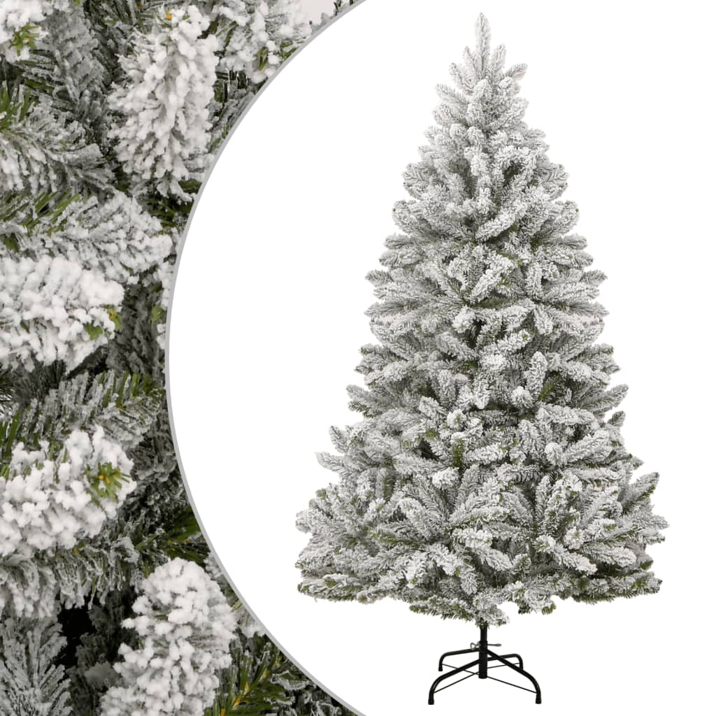 Vidaxl Árbol De Navidad Artificial Con Bisagras Y Nieve Flocada 180 Cm_0