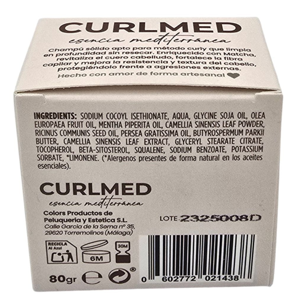 Curlmed Champú Sólido Cabello Quebradizo Té Matcha 80g_4