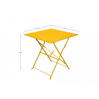 Mesa De Jardín Plegable Bistrot Cuadrada 2 Personas Amarillo 70x70cm- Mobiliario De Jardín_1