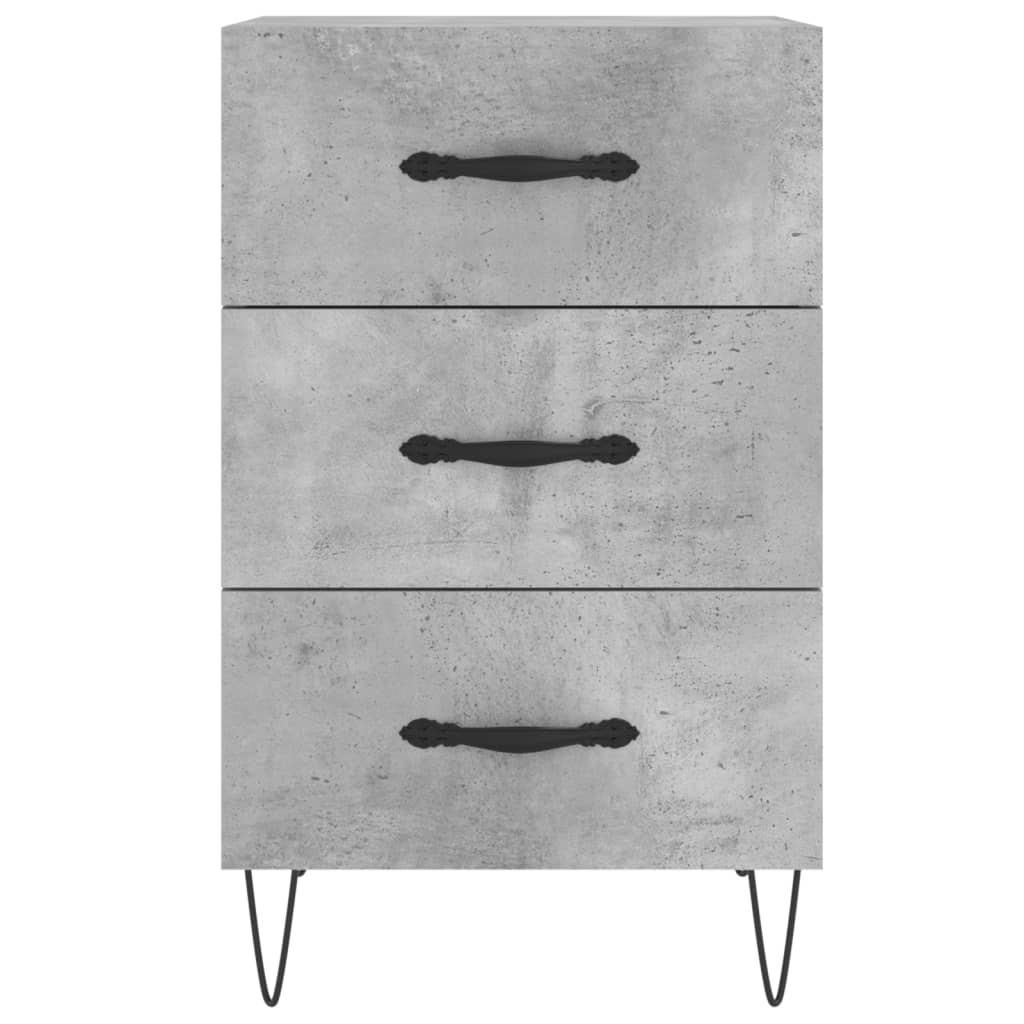 Mesita De Noche Madera De Ingeniería Gris Hormigón 40x40x66 Cm_3