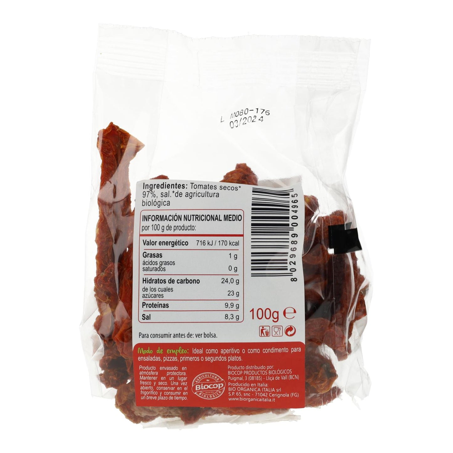 Tomates Secos em Saco Biológico de Itália 100g