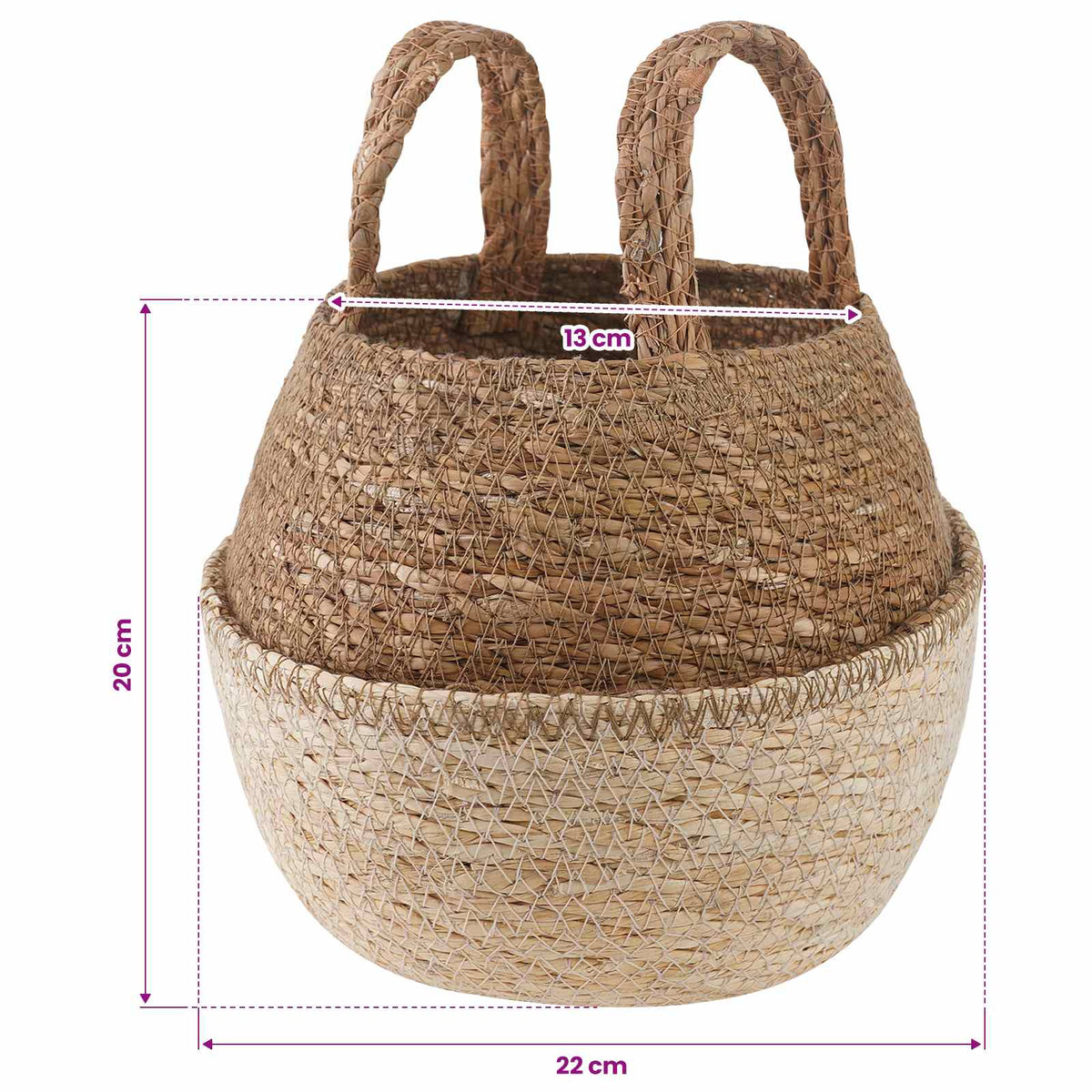Maceta Con Asas 2 Uds. Blanco Ø 22 X 20 Cm 100% Hierba Marina_5