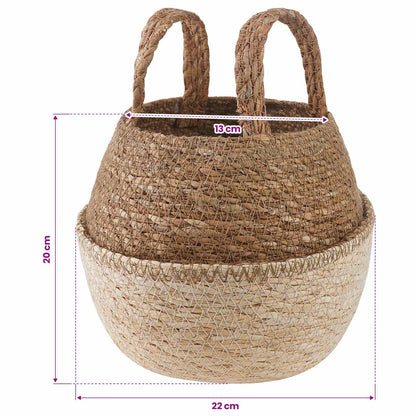 Maceta Con Asas 2 Uds. Blanco Ø 22 X 20 Cm 100% Hierba Marina_5