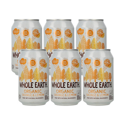 Embalagem de 6 Refrigerantes Biológicos de Laranja e Limão, 330 ml. Whole Earth