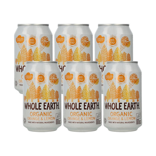 Embalagem de 6 Refrigerantes Biológicos de Laranja e Limão, 330 ml. Whole Earth
