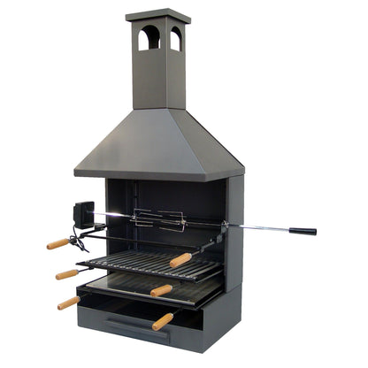Gaveta para churrasco com chaminé, chapa, grelha e kit de assar Imex El Zorro
