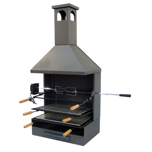 Gaveta para churrasco com chaminé, chapa, grelha e kit de assar Imex El Zorro