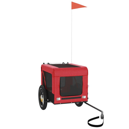 Remolque De Bicicleta Mascotas Hierro Tela Oxford Rojo Negro_0