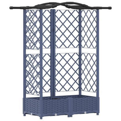 Cama Elevada Con Trellis Y Techo Gris 124 X 40 X 123 Cm Pp_0