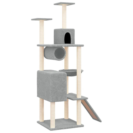 Vidaxl Rascador Para Gatos Con Postes De Sisal Gris Claro 168 Cm_0