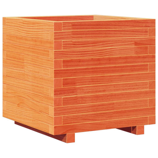 Jardinera Madera Maciza De Pino Marrón Cera 50x50x49,5 Cm_0