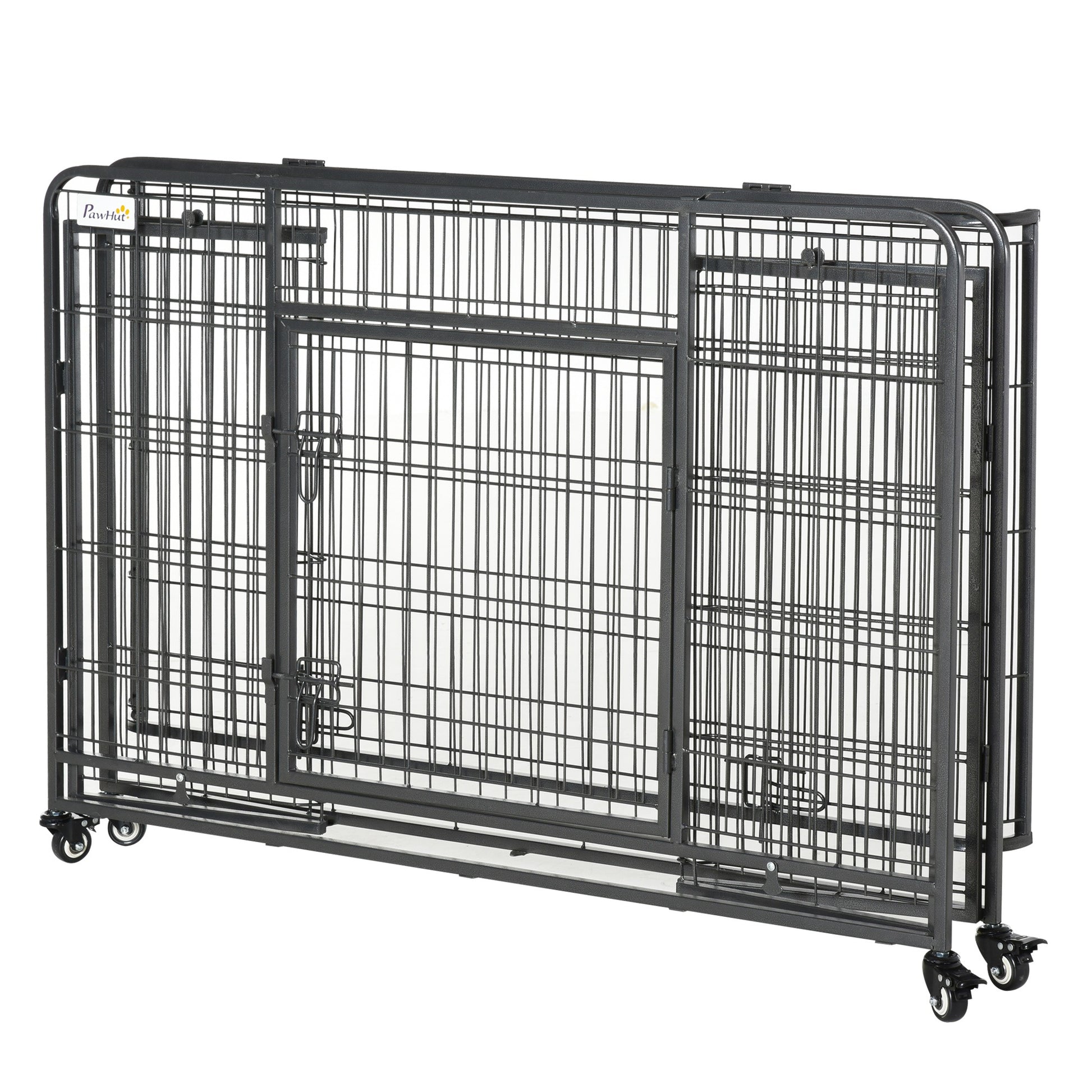 Pawhut Jaula De Metal Para Perros Plegable Con Ruedas Bandeja Extraíble_3