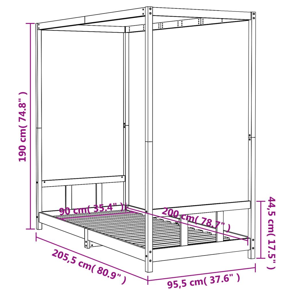 Vidaxl Estructura De Cama Para Niños Madera Maciza De Pino 90x200 Cm_2