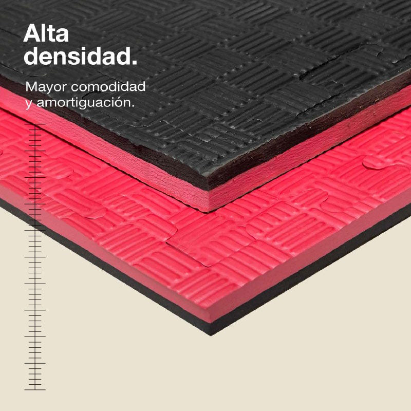 Jowy Tatami Puzzle 2,5cm 100x100cm – Superficie 5 Líneas Negro/rojo_1