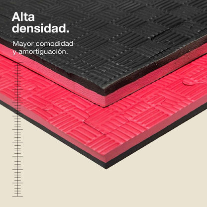 Jowy Tatami Puzzle 2,5cm 100x100cm – Superficie 5 Líneas Negro/rojo_1