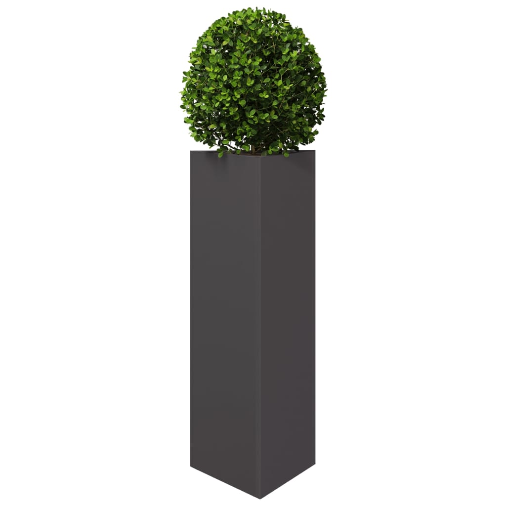 Jardineras Triangulares 2 Uds Acero Negro 30x26x75 Cm_3