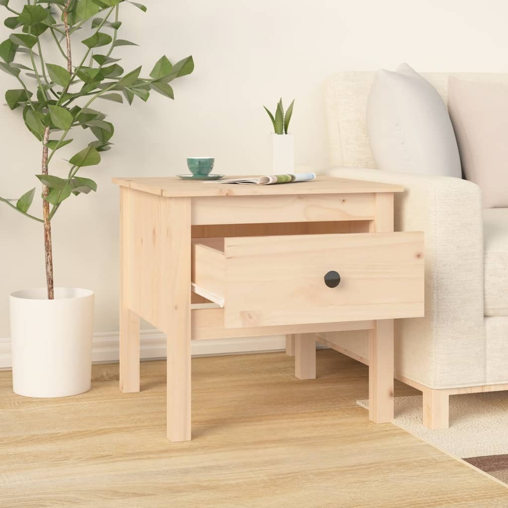 Mesa Auxiliar 2 Unidades De Madera Maciza De Pino 50x50x49 Cm_3