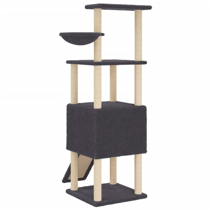 Vidaxl Rascador Para Gatos Con Postes De Sisal Gris Oscuro 153 Cm_5