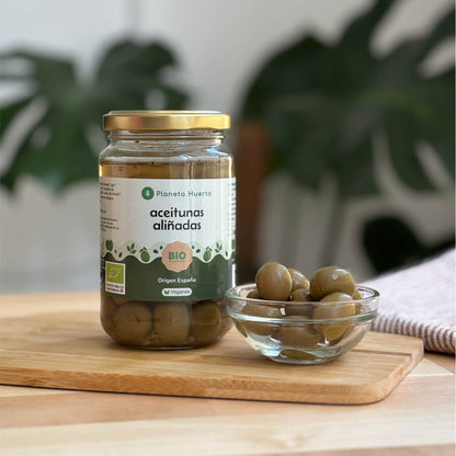 Azeitonas Verdes Temperadas Eco Planeta Huerto 390g
