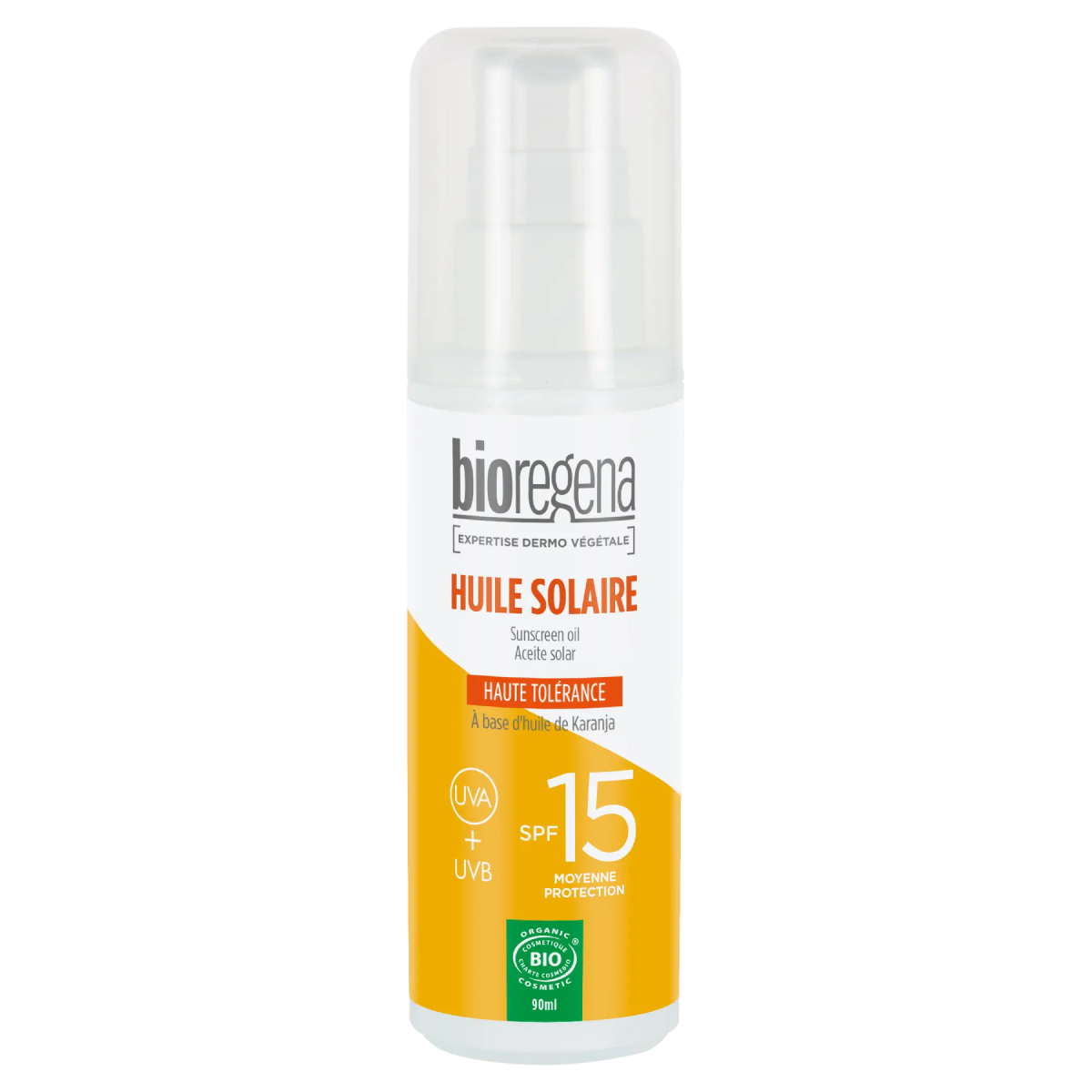Óleo Solar em Spray Hipoalergénico FPS 15 da Bioregena 90 ml