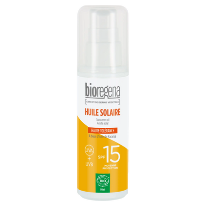 Óleo Solar em Spray Hipoalergénico FPS 15 da Bioregena 90 ml