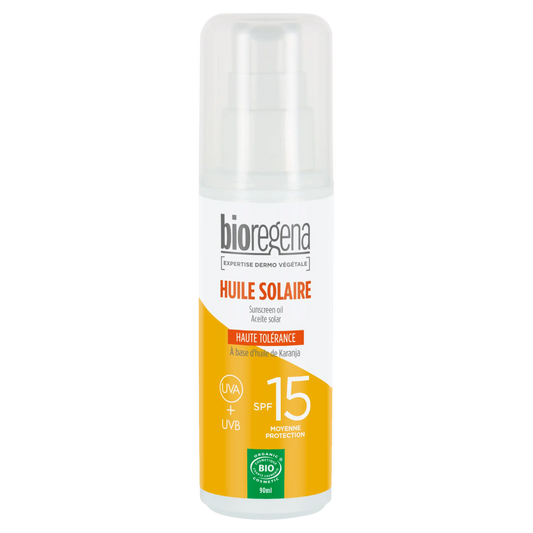 Óleo Solar em Spray Hipoalergénico FPS 15 da Bioregena 90 ml