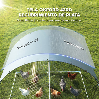 Pawhut Gallinero Para Exterior 2,8x3,4x1,9 M Para 10-16 Gallinas Plata_5