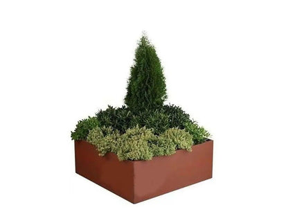 Jardinero Cubo Bajo Acero Corten / Unidad / 100x100x40 Cm_0