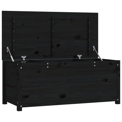 Caja De Almacenaje Madera Maciza De Pino Negro 110x50x45,5 Cm_1