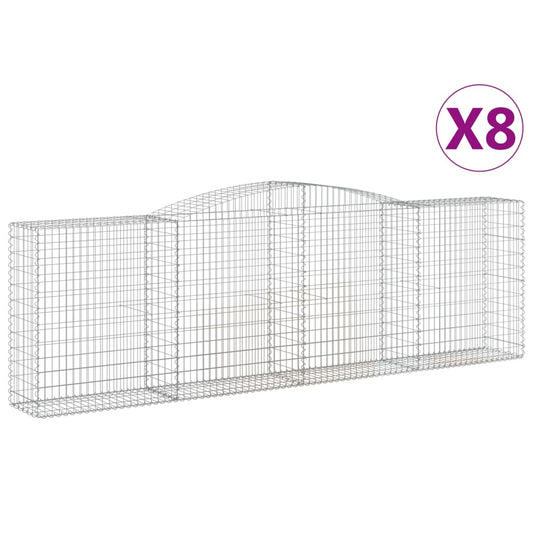 Cestas De Gaviones 8 Uds Forma De Arco Hierro 400x50x120/140 Cm_0
