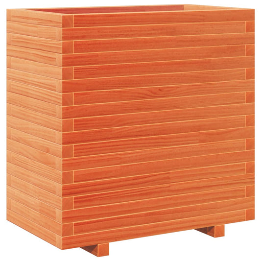 Jardinera Madera Maciza De Pino Marrón Cera 70x40x72,5 Cm_0